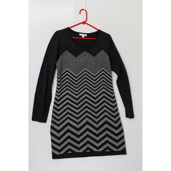 London Times L Gray chevron stripe bodycon Women's sweater Dress - Picture 1 of 6